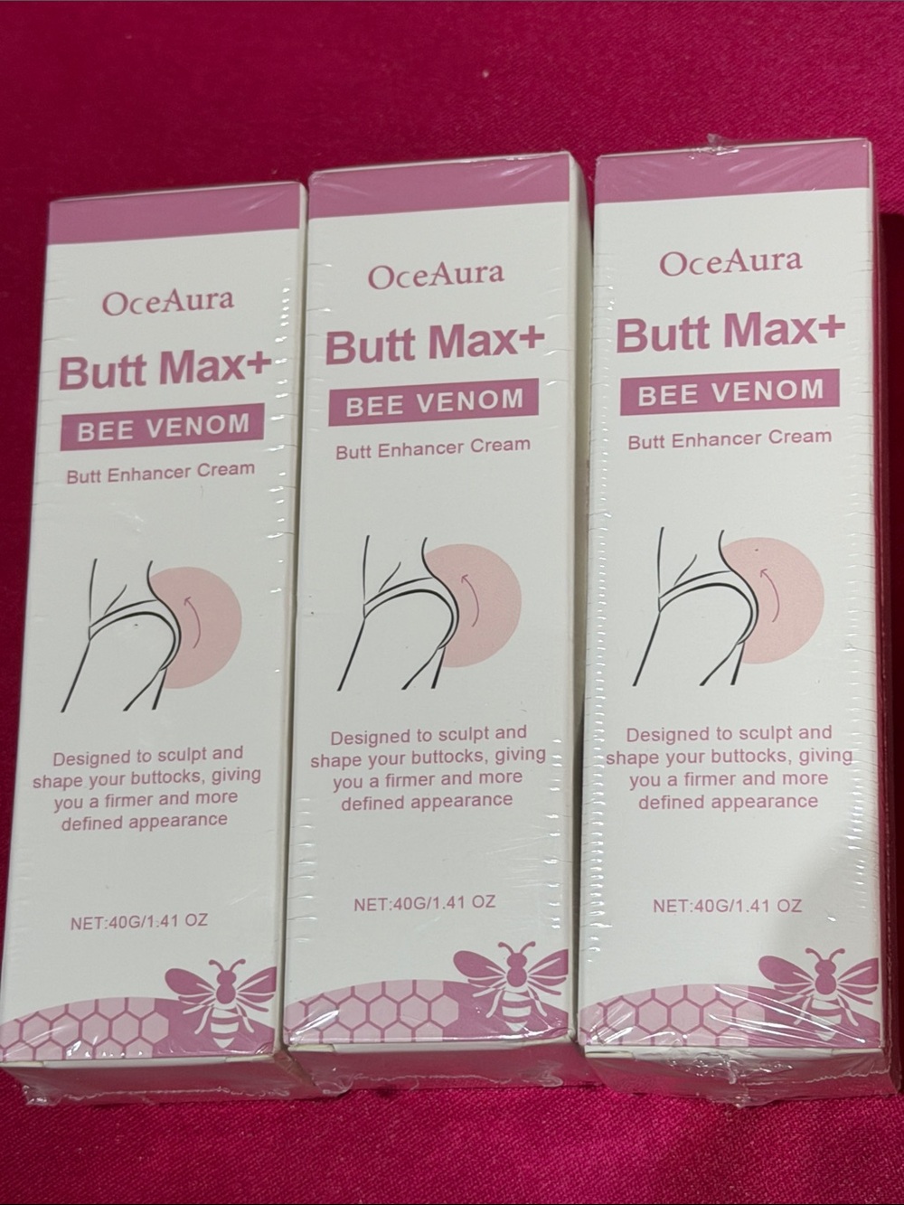 OceAura Butt Max+ Bee Venom Butt Enhancer Cream — Pink